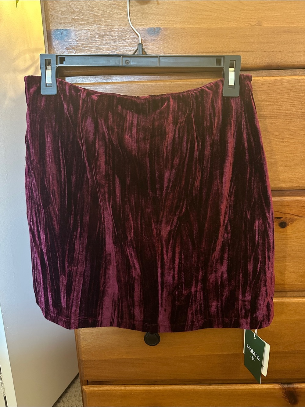 Halara Velvet Mini Skort - Burgundy built in shorts